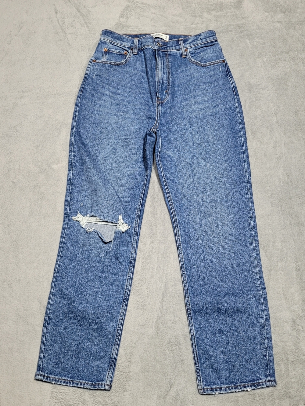 Abercrombie & Fitch Curve Love Ankle Straight Ultra High Rise Jeans Blue Sz 29
